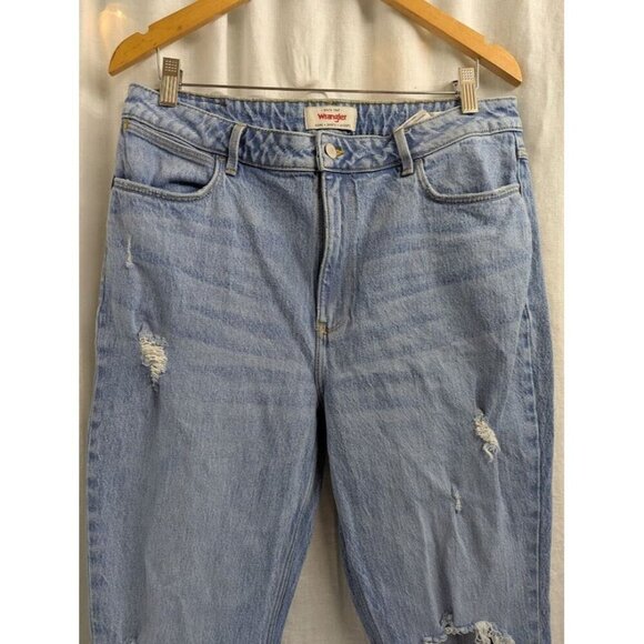 Wrangler womens 14 high rise bold boot cut distressed light jeans 32" inseam B7 - Picture 2 of 11